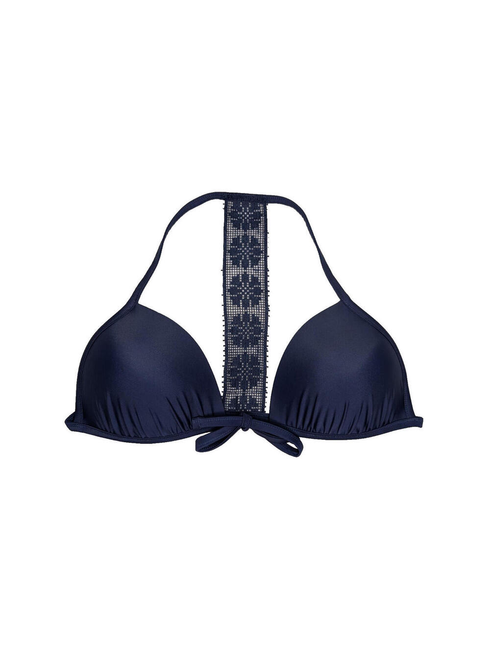 Aerie Navy Blue Tie Front Crochet Racerback Triangle Bikini Top Women’s Sz XL
